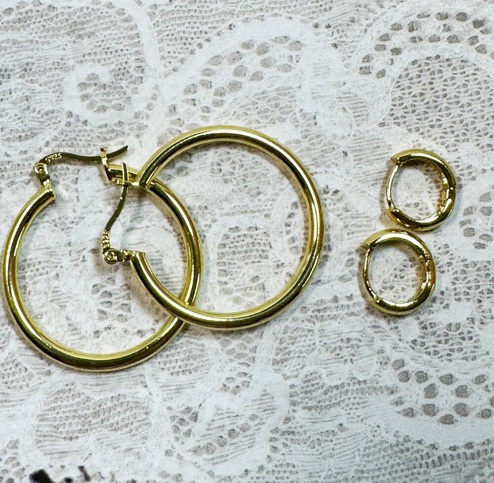 Copied - Stainless Steel Gold Hoop Earrings Double Circle Hoops 1.25 Inch E249